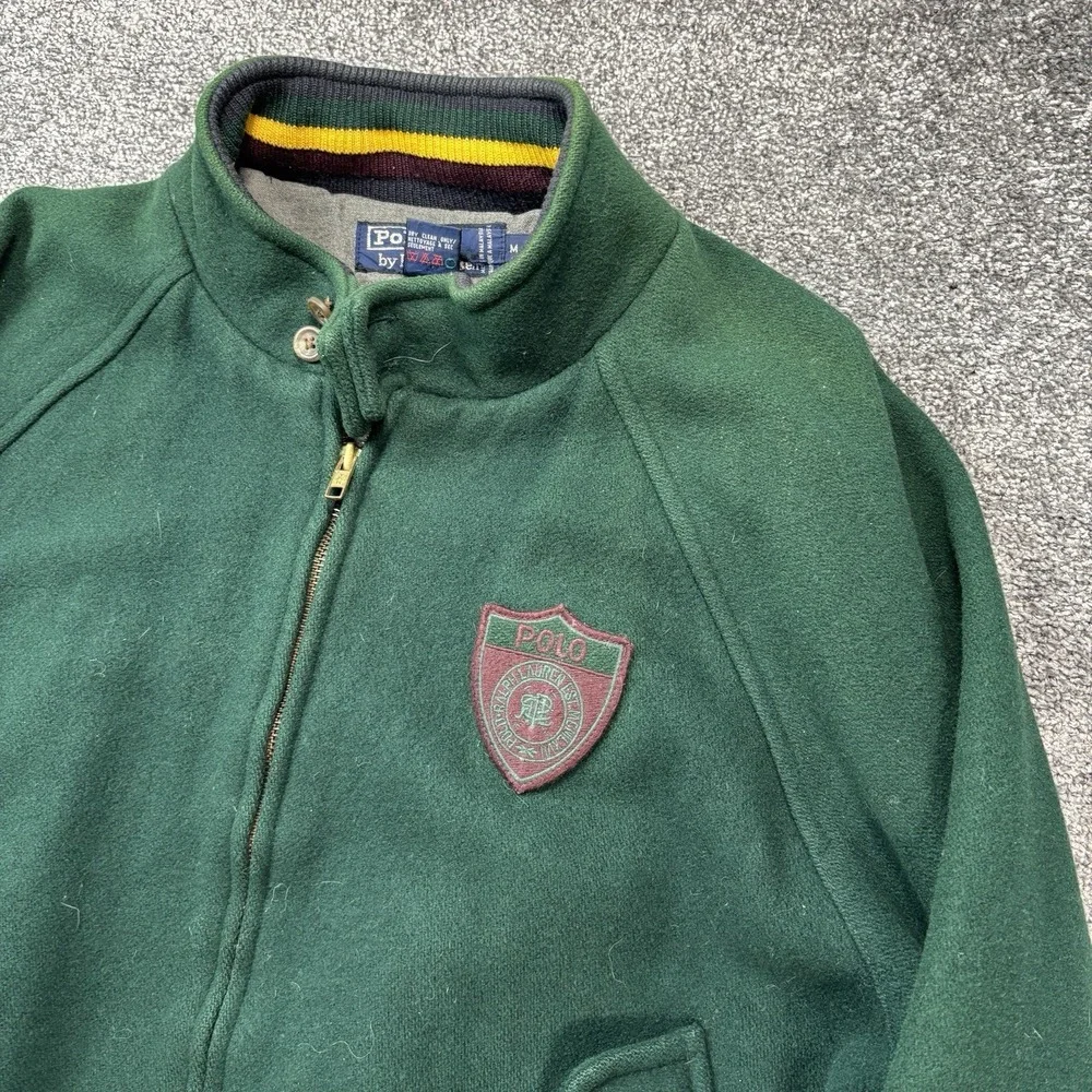 Vintage 90s Polo Ralph Lauren Varsity Bomber Jacket Medium Wool Shield Crest